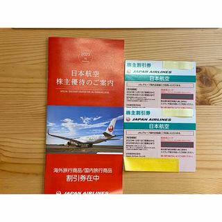 ジャル(ニホンコウクウ)(JAL(日本航空))のJAL 株主優待割引券×２枚 ＆ 海外旅行商品/国内旅行商品割引券　冊子(航空券)