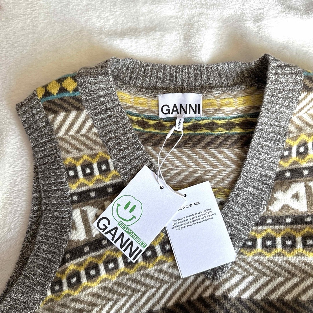GANNI ガニーLogo Wool Mix Vest ベストSサイズ 新品の通販 by SSWW