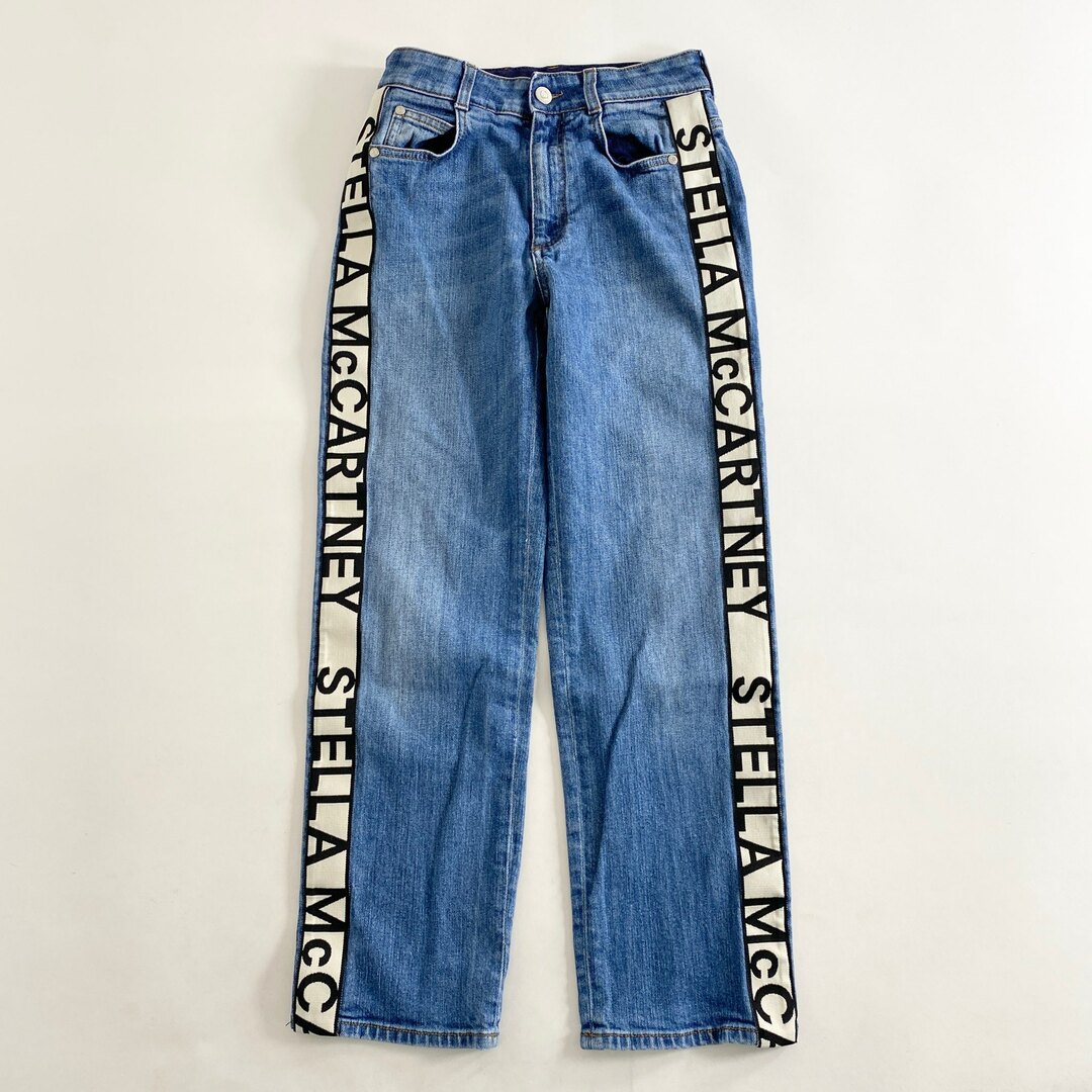 30股下45L2 STELLA McCARTNEY ステラマッカートニー サイドロゴライン ストレッチデニムパンツ 24 インディゴ ジーンズ DENIM PANTS 伸縮性◎