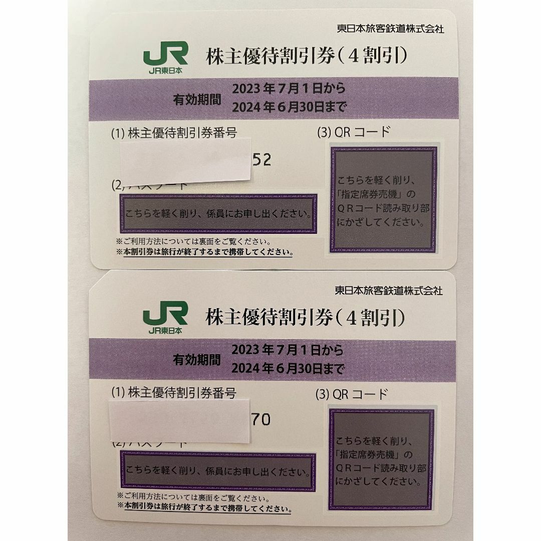 JR東日本 株主優待割引券（４割引） ２枚乗車券/交通券