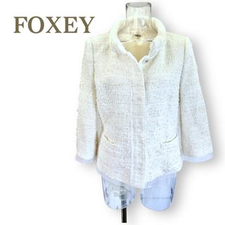 フォクシーブティック(FOXEY BOUTIQUE)のフォクシー  上品なレース使い ジャケット　サイズ４２・Ｌ　FOXEY(テーラードジャケット)