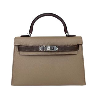 エルメス(Hermes)の新品未使用 HERMES エルメス Mini Kelly ミニケリー Tricolor トリコロール Etoupe/Ecorce/Noir エトープ/エコルセ/ノワール Epsom エプソン PHW シルバー金具 B刻印 2WAYバック ハンドバック ショルダーバック(ショルダーバッグ)