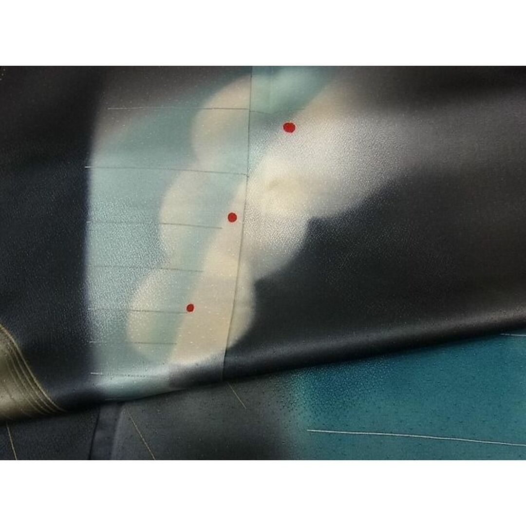 平和屋-こころ店□訪問着 万寿菊 暈し染め 銀彩 着丈166.5cm 裄丈66.5