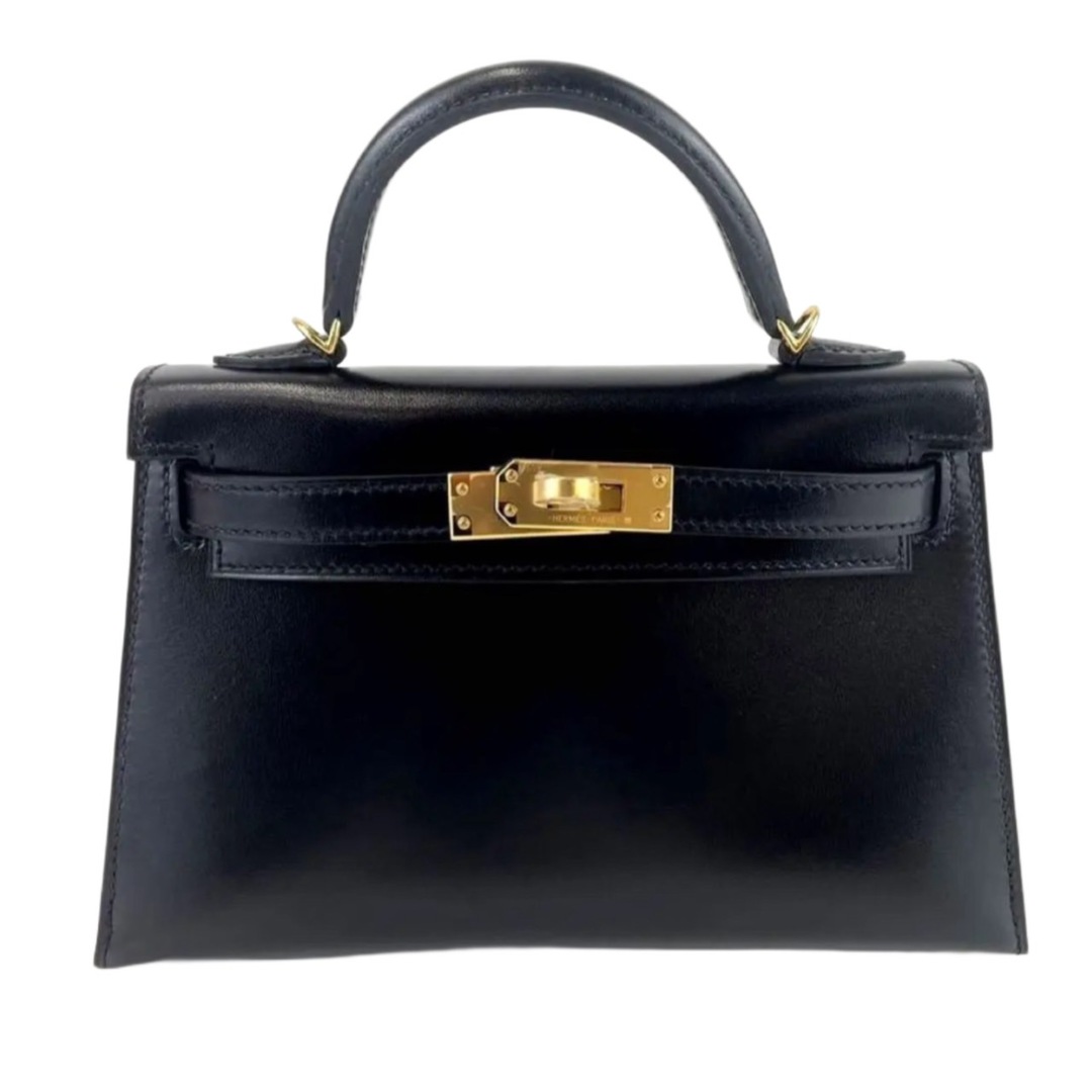 Hermes(エルメス)の新品未使用 HERMES エルメス Mini Kelly ミニケリー Black ブラック Box calf ボックスカーフ GHW ゴールド金具 U刻印 2WAYバック ハンドバック ショルダーバック レディースのバッグ(ショルダーバッグ)の商品写真