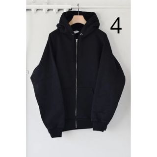 【COMOLI】23AW コットン吊裏毛 ジップパーカ BLACK/4