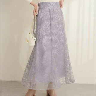 ナチュラルクチュール(natural couture)のosono長さ変えれるチュール刺繍レーススカート(ロングスカート)