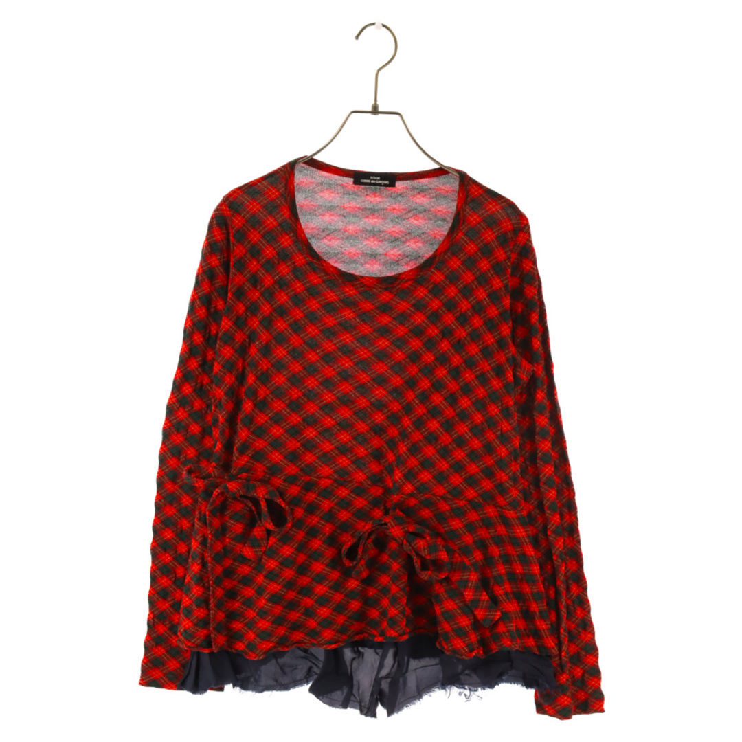 COMME des GARCONS(コムデギャルソン)のtricot COMME des GARCONS トリコ コム デ ギャルソン 06SS カットオフ ダイヤチェック 長袖Tシャツ レディース レッド/グリーン TQ-T003 レディースのトップス(Tシャツ(長袖/七分))の商品写真