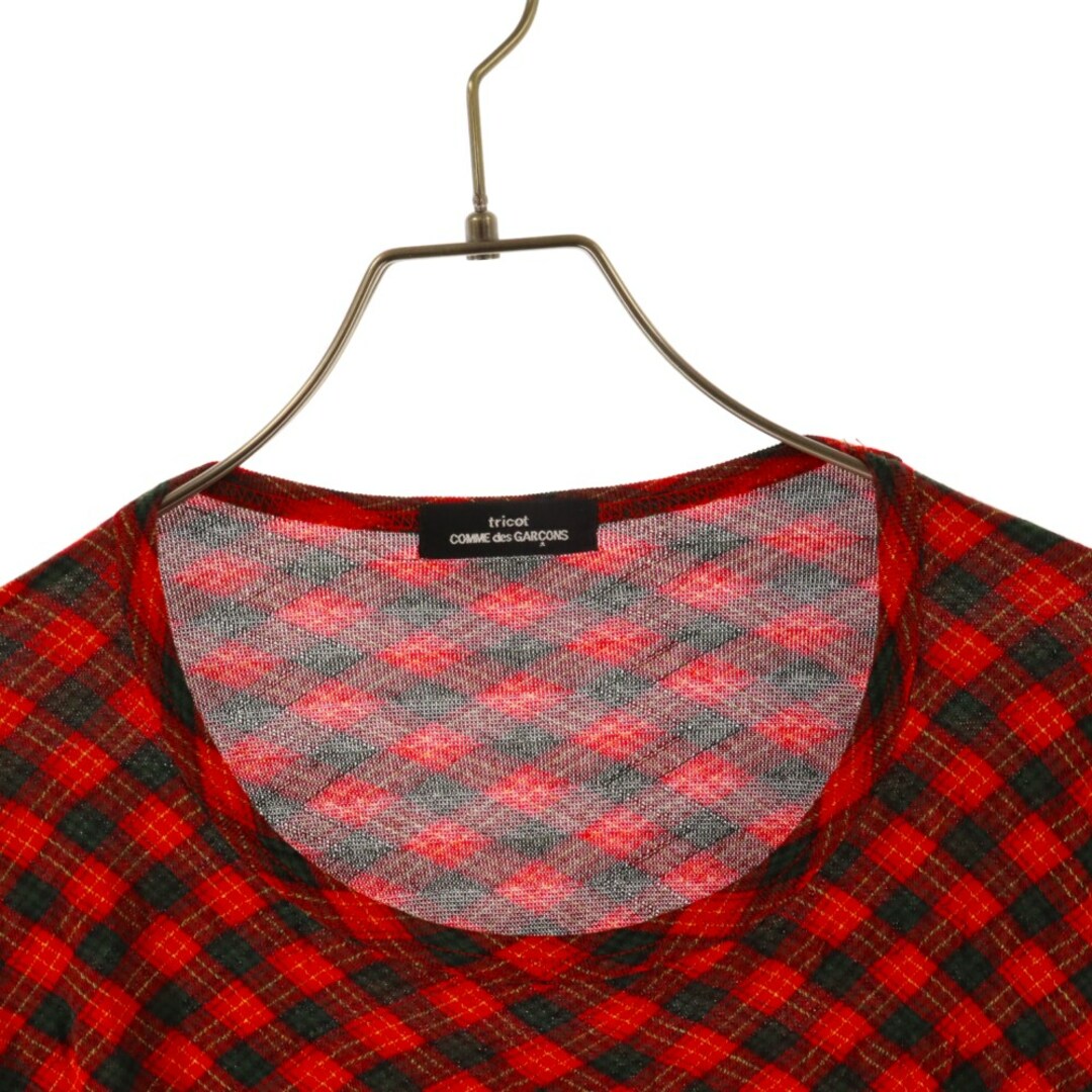 COMME des GARCONS(コムデギャルソン)のtricot COMME des GARCONS トリコ コム デ ギャルソン 06SS カットオフ ダイヤチェック 長袖Tシャツ レディース レッド/グリーン TQ-T003 レディースのトップス(Tシャツ(長袖/七分))の商品写真