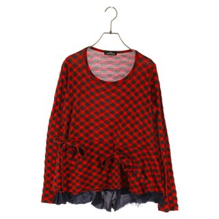 コムデギャルソン(COMME des GARCONS)のtricot COMME des GARCONS トリコ コム デ ギャルソン 06SS カットオフ ダイヤチェック 長袖Tシャツ レディース レッド/グリーン TQ-T003(Tシャツ(長袖/七分))