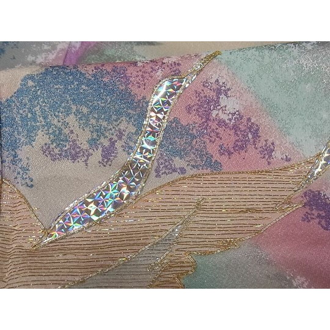 平和屋-こころ店□豪華振袖 駒刺繡 飛鶴文 暈し染め 金銀彩