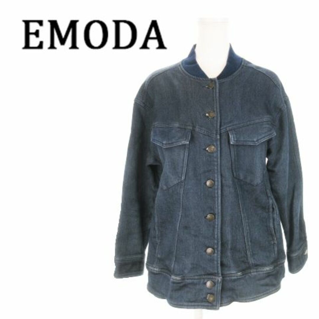 EMODA(エモダ)のエモダ バルキージージャン デニム オーバーサイズ S 青 231202MN1R レディースのジャケット/アウター(Gジャン/デニムジャケット)の商品写真