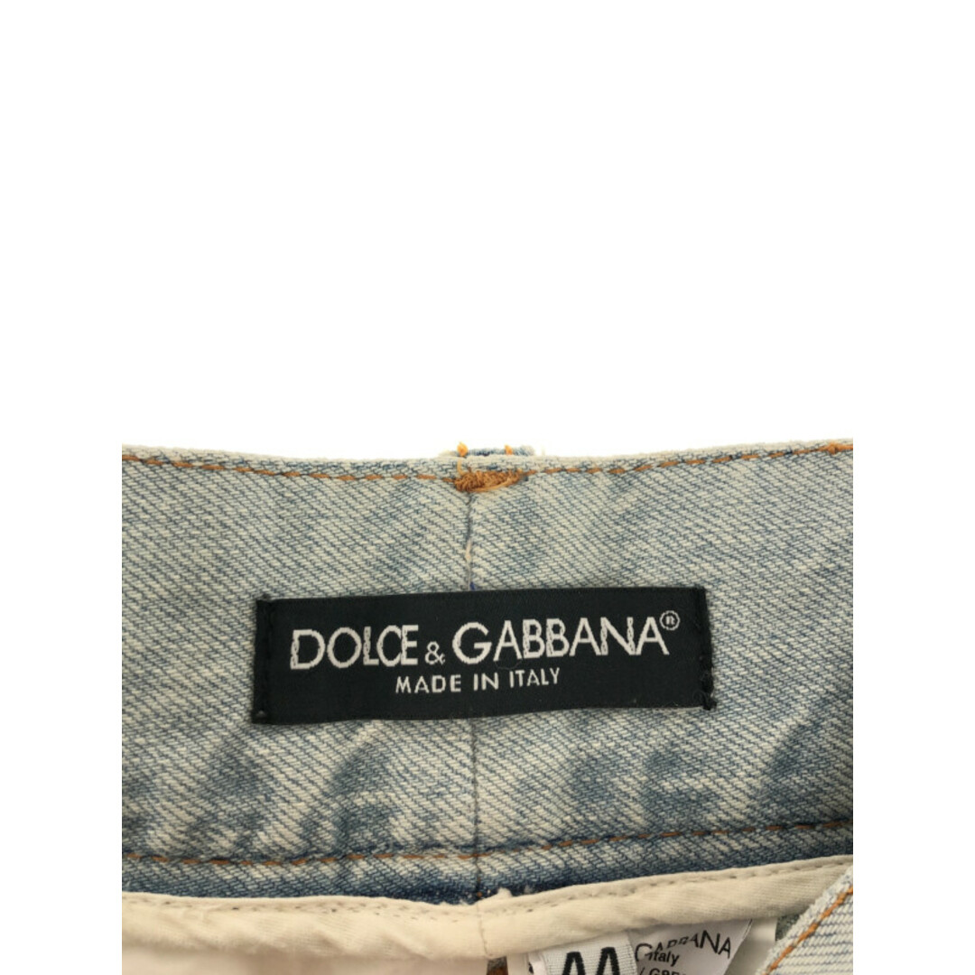 DOLCE&GABBANA(ドルチェアンドガッバーナ)のDOLCE&GABBANA ドルチェ＆ガッバーナ 12GOLD ロゴプレートダメージデニムパンツ ブルー 44 GZN9BD メンズのパンツ(その他)の商品写真