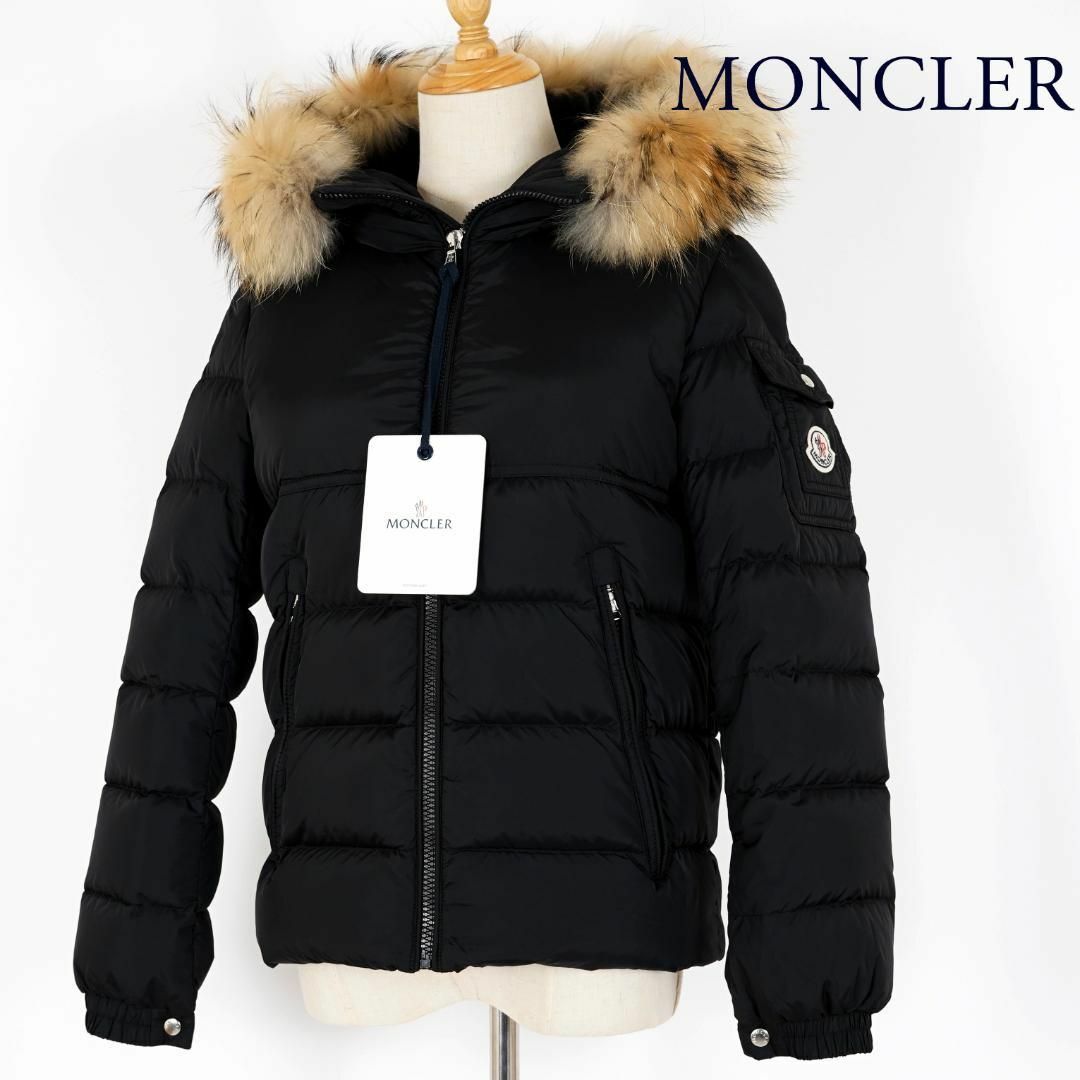 MONCLER - 美品 モンクレール NEW BYRON ファー付 12A 黒 DISTタグの