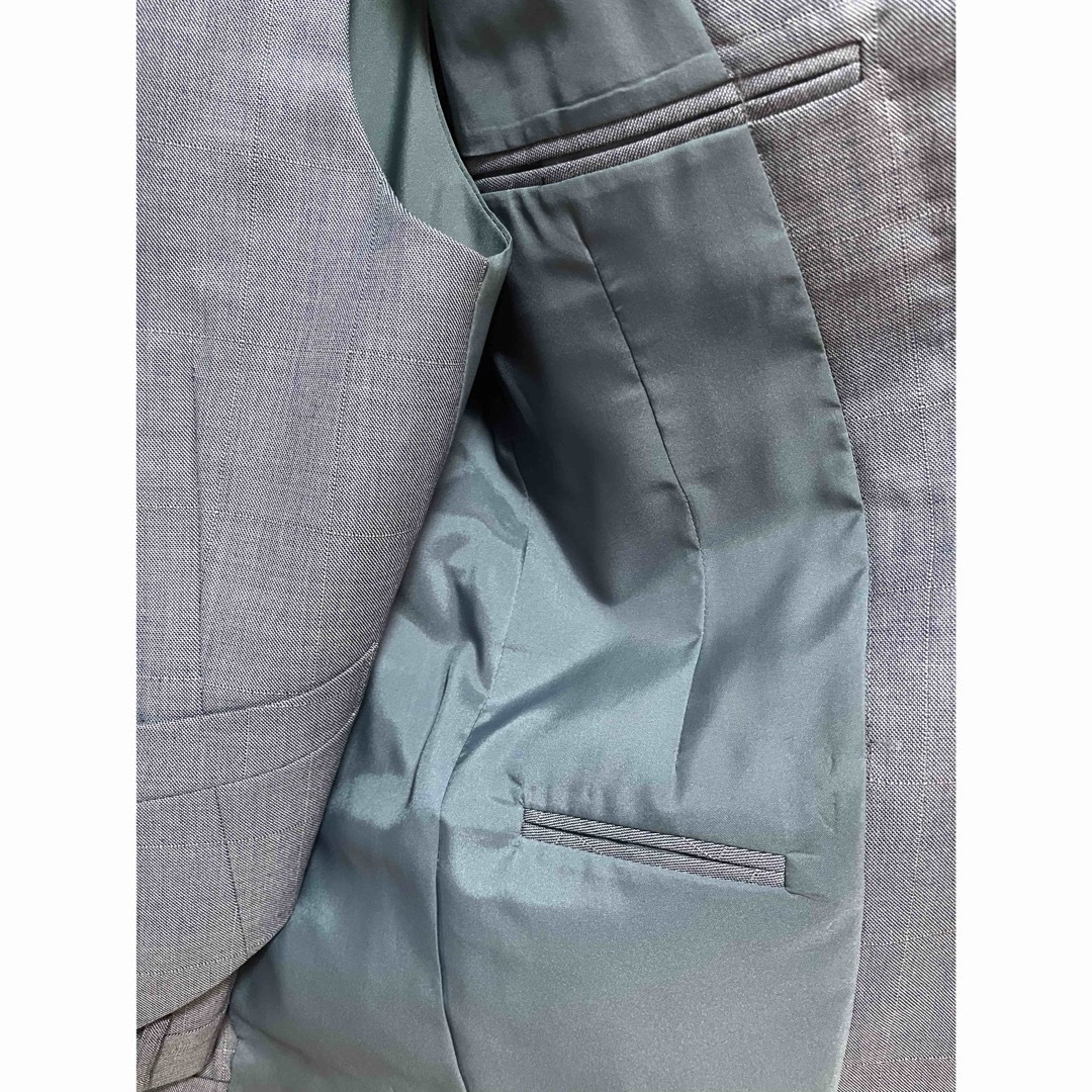 【美品】日本製品スーツ上下一式(ベスト付) ブルー メンズのスーツ(スーツジャケット)の商品写真
