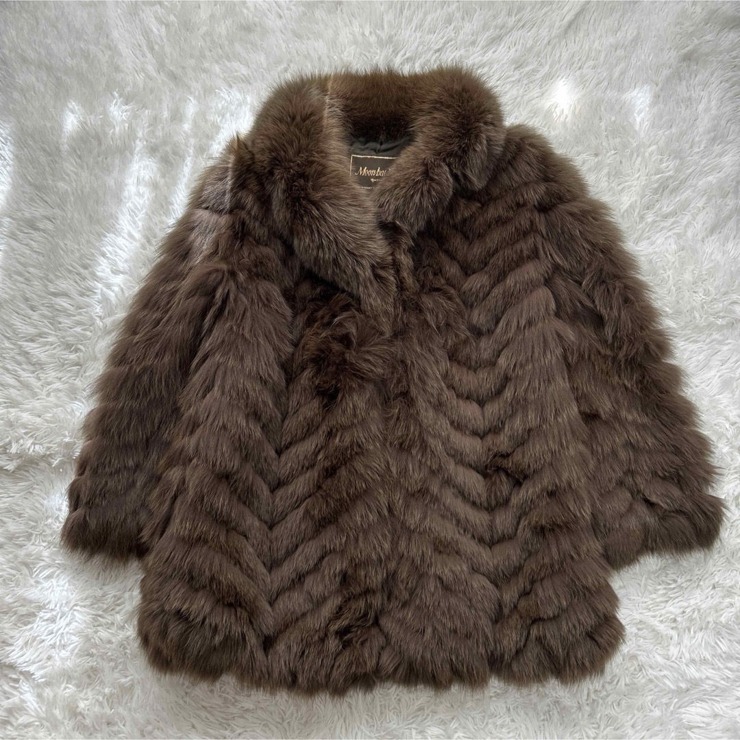 【美品】MOONBAT FUR リアルファー 毛皮コート 9号 Mサイズ