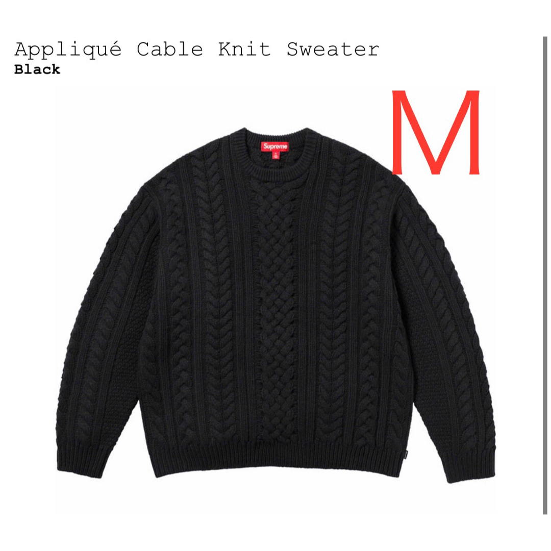 supremeSupreme Applique Cable Knit Sweater 黒