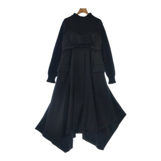 サカイ(sacai)のsacai サカイ ワンピース 2(M位) 紺x黒x白 【古着】【中古】(ひざ丈ワンピース)