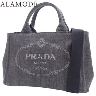 プラダ(PRADA)のPRADA(プラダ) CANAPA カナパ ハンドバッグ 2WAY ショルダー 肩掛け 斜め掛け トート デニム DENIM NERO ネロ ブラック黒 ゴールド金具 1BG642 レディース 40802072773【中古】【アラモード】(ハンドバッグ)