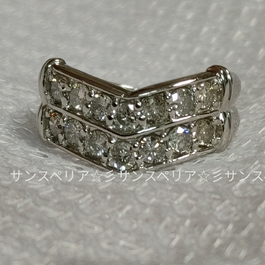 Pt900100サイズPt900　ダイヤモンド1.00ct緩やかなＶ字リング