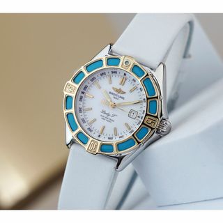 ブライトリング(BREITLING)の美品 ブライトリング Lady J ターコイズ コンビ レディース(腕時計)