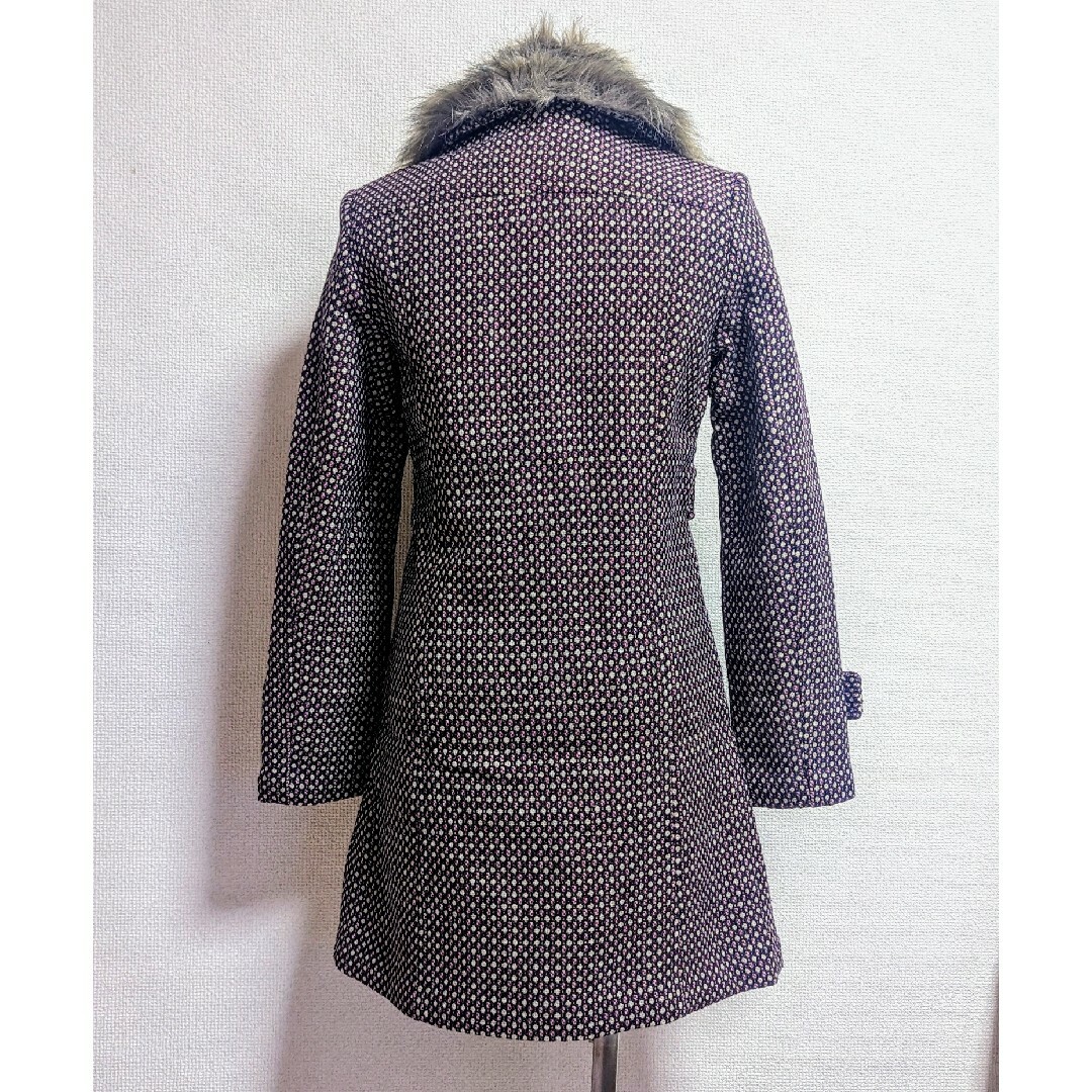 ファー付きツイード中綿キルティングコート（9号） レディースのジャケット/アウター(ロングコート)の商品写真