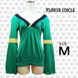 新品 【FLOWER CIRCLE】 グリーン　Ｍ　長袖　Ｔシャツ(Tシャツ(長袖/七分))