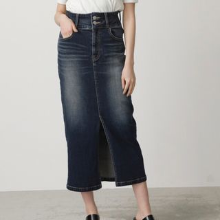 AZUL by moussy ハイウエストスリットデニムスカート