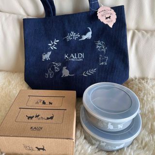 カルディ(KALDI)の猫の日バッグとホーローコンテナ(トートバッグ)