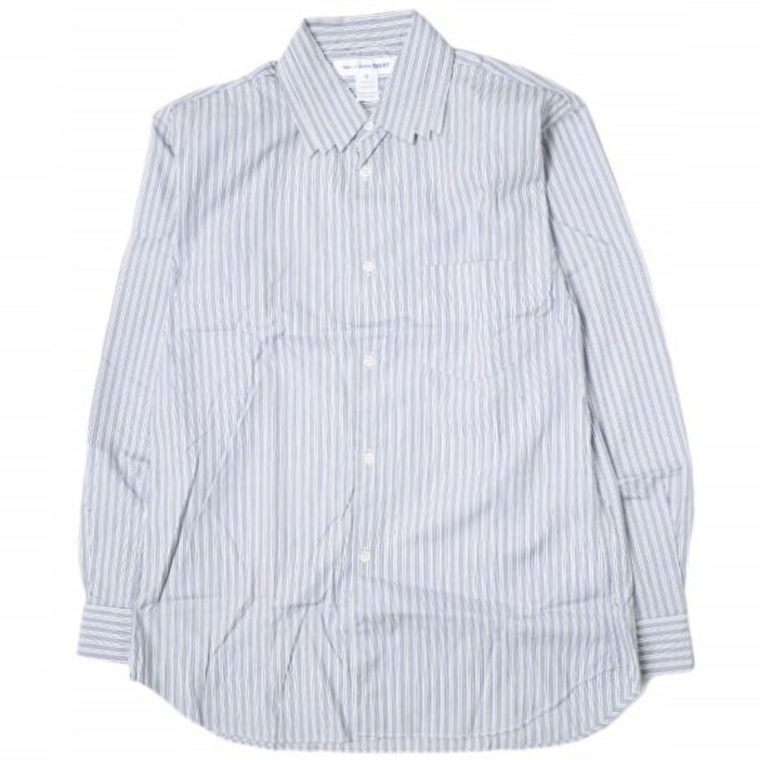 COMME des GARCONS SHIRT コムデギャルソンシャツ フランス製 3連カラー ストライプシャツ FG-B064 M ネイビー 長袖  ギザギザ トップス【中古】【COMME des GARCONS SHIRT】 | フリマアプリ ラクマ