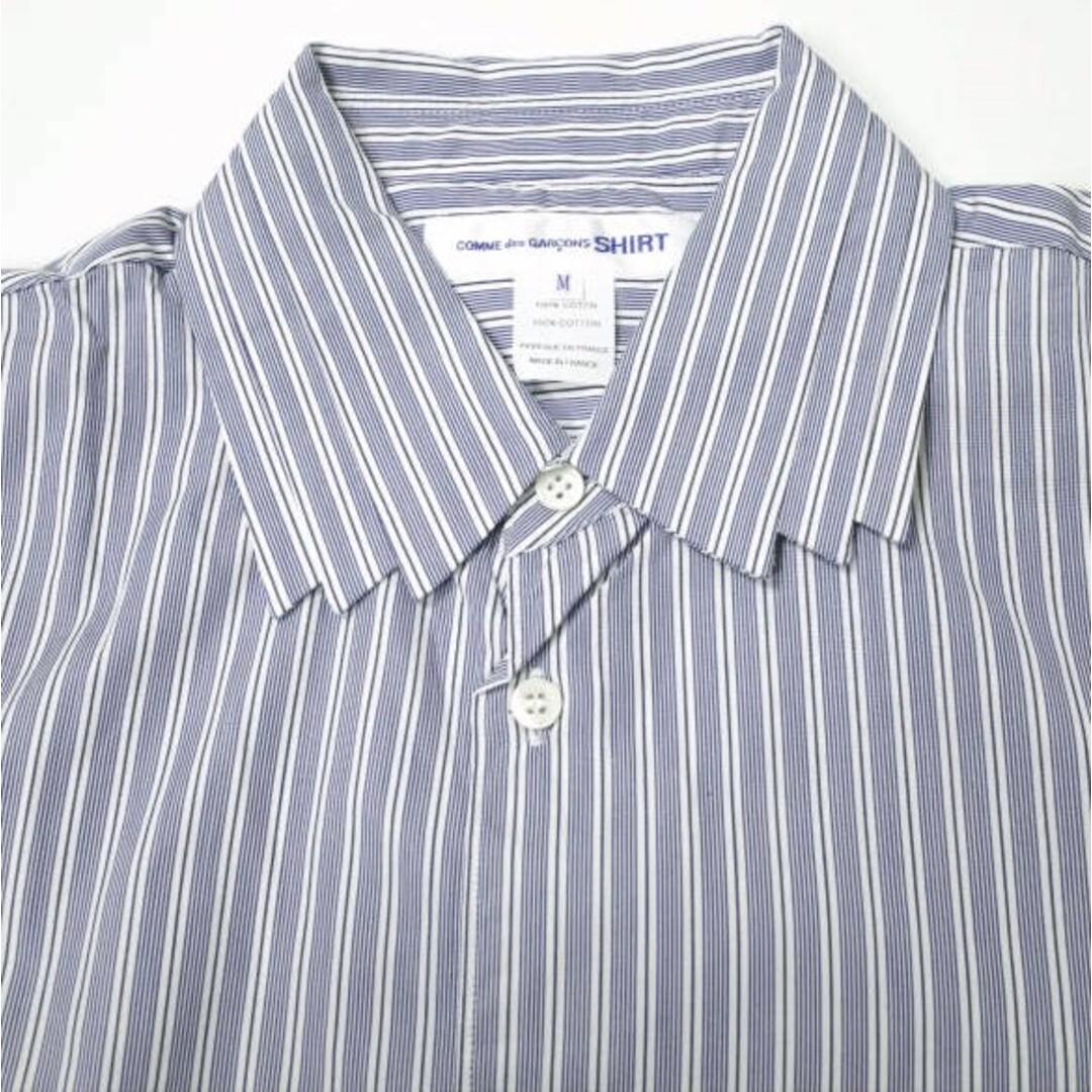 COMME des GARCONS(コムデギャルソン)のCOMME des GARCONS SHIRT コムデギャルソンシャツ フランス製 3連カラー ストライプシャツ FG-B064  M ネイビー 長袖 ギザギザ トップス【中古】【COMME des GARCONS SHIRT】 メンズのトップス(シャツ)の商品写真