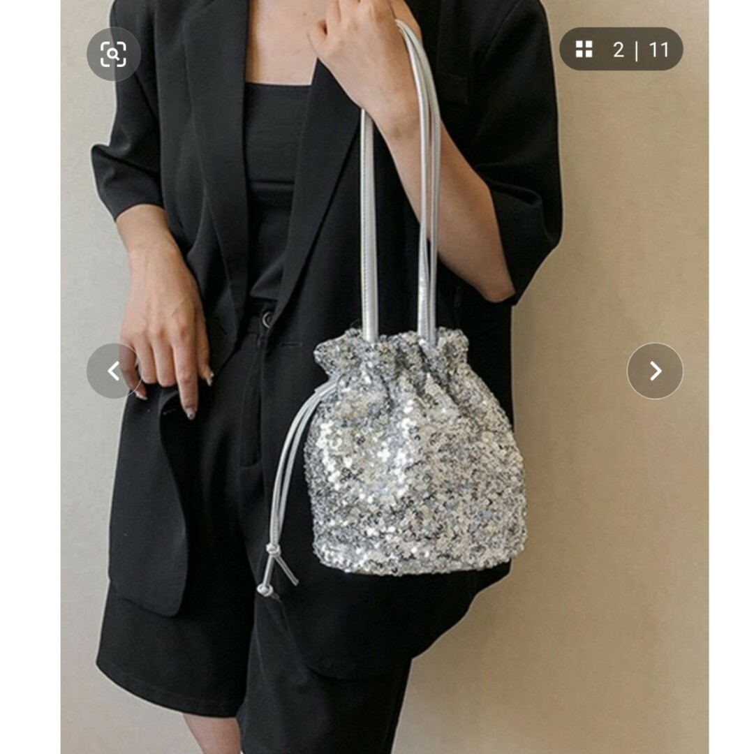 スパンコール巾着バッグ レディースのバッグ(トートバッグ)の商品写真