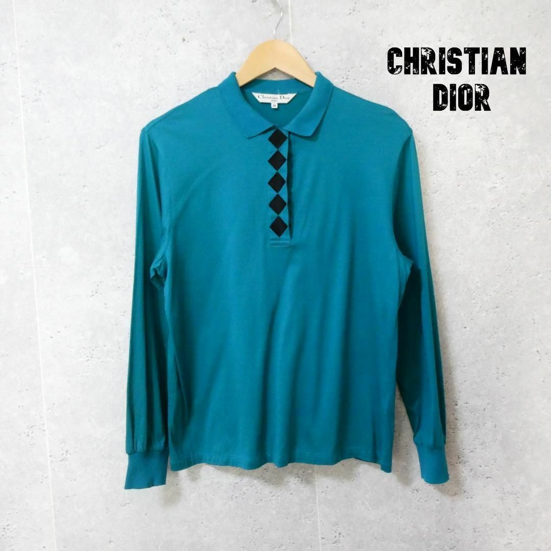 美品 Christian Dior ダイヤカット 長袖 ニット ポロシャツ