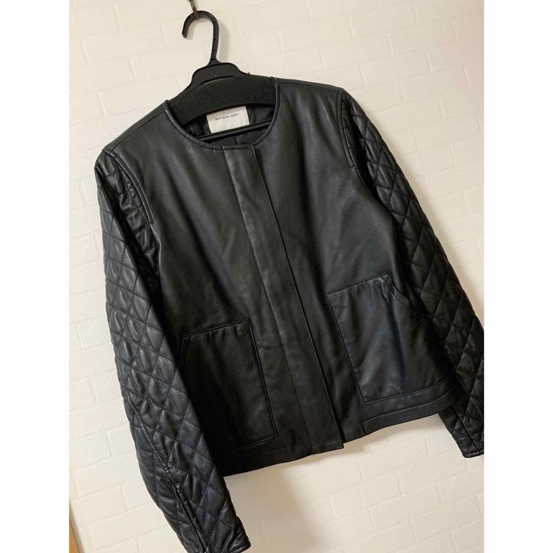 MAYSON GREY(メイソングレイ)のメイソングレイ　ラムレザージャケット　S  ブラック レディースのジャケット/アウター(ノーカラージャケット)の商品写真
