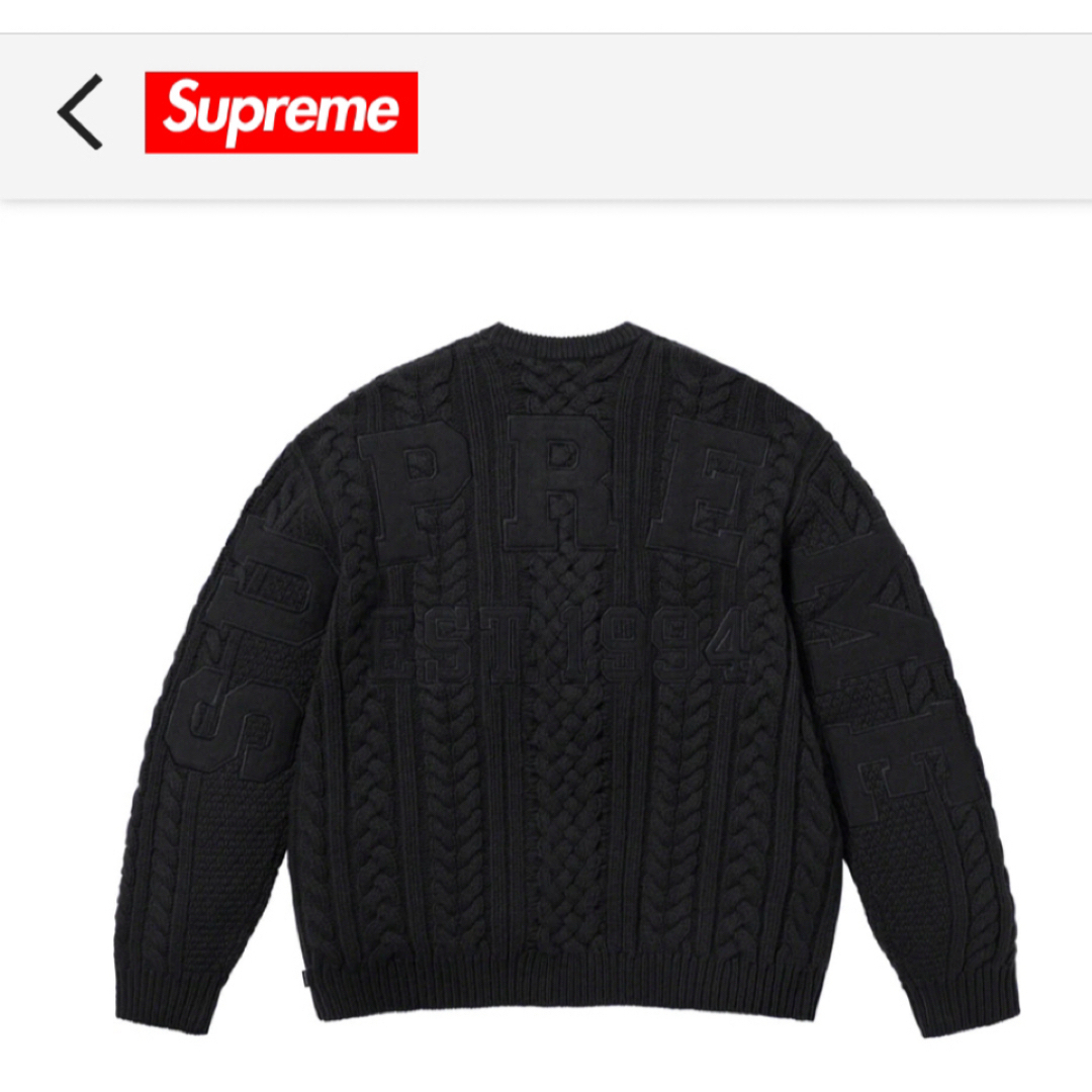 Supreme Applique Cable Knit Sweater 黒 M