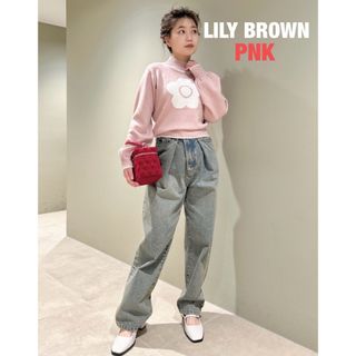 リリーブラウン(Lily Brown)のリリーブラウン　マリークワント　コラボ　デイジーニットトップス　ピンク★新品(ニット/セーター)