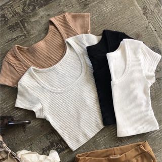 ジュエミ(JUEMI)のTwo-way Ribbed Mini T / JUEMI(Tシャツ(半袖/袖なし))