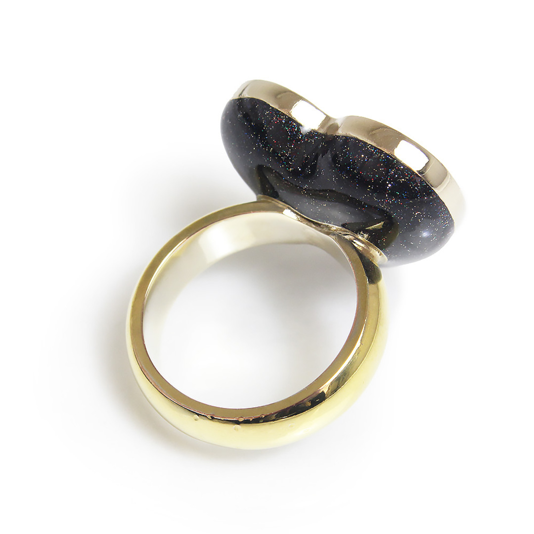 CHANEL(シャネル)のシャネル ハート ココマーク ラインストーン リング 指輪 #12号 ゴールド ブラック 黒 ABA408 CHANEL（美品） レディースのアクセサリー(リング(指輪))の商品写真