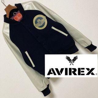 AVIREX - AVIREX アヴィレックス■袖革 アームレザー スタジャン スカルウイング S