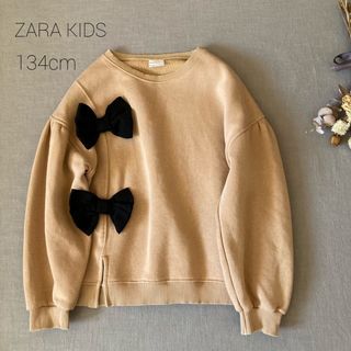 ザラキッズ(ZARA KIDS)のZARA ザラキッズ✯ガーリーサテンリボン✾スウェットトップス130(Tシャツ/カットソー)