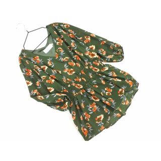 マウジー(moussy)のアズールバイマウジー 花柄 ウエスト ギャザー ブラウス シャツ sizeS/緑 ■◇ レディース(シャツ/ブラウス(長袖/七分))