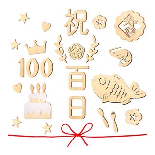 Oaec 百日祝い レターバナー 木製 24枚セット 100日祝い 飾り(お食い初め用品)