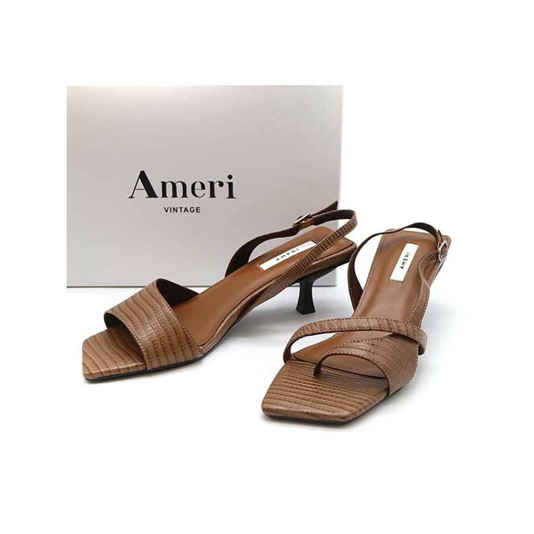 Ameri VINTAGE(アメリヴィンテージ)のAmeri VINTAGE アメリ ヴィンテージ ASYMMETRY THONG SANDAL アシンメトリースクエアトゥサンダル 01011250920 ブラウン M レディースの靴/シューズ(サンダル)の商品写真