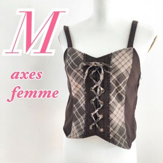 アクシーズファム(axes femme)のaxes femme　アクシーズファム　キャミソール チェック柄 リボン(キャミソール)