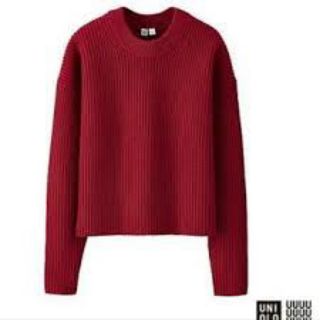 ユニクロ(UNIQLO)のUNIQLOU ラムクロップドクルーネックセーター Lサイズ 未使用(ニット/セーター)