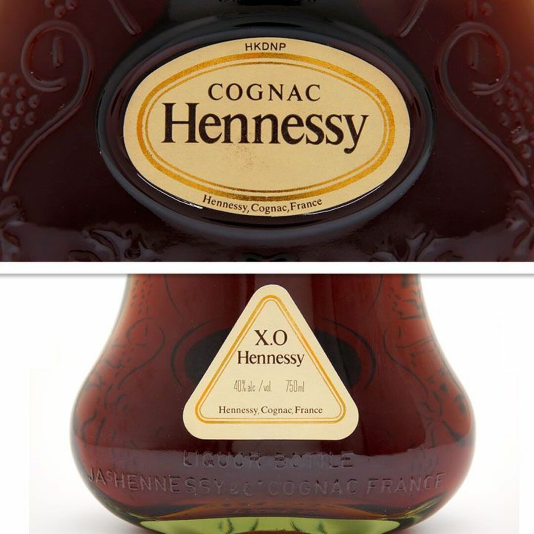 ヘネシー(ヘネシー)の古酒 ブランデー コニャック Hennessy ヘネシー X.O グリーンボトル 金キャップ 箱付 750ml 40% 家のみ たく飲み ロック アルコール 中古 洋酒 食品/飲料/酒の酒(ブランデー)の商品写真