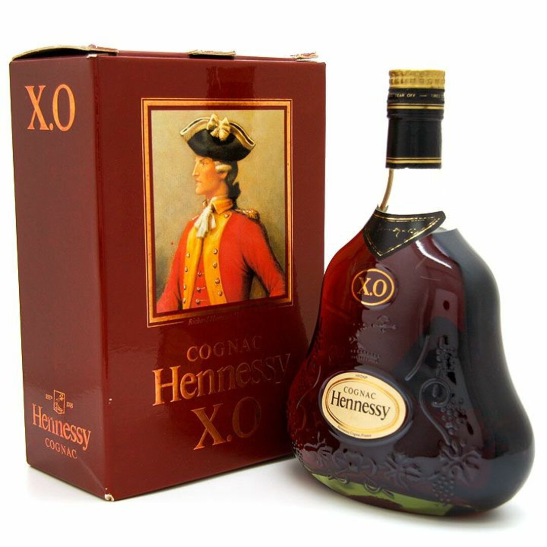 ヘネシー(ヘネシー)の古酒 ブランデー コニャック Hennessy ヘネシー X.O グリーンボトル 金キャップ 箱付 750ml 40% 家のみ たく飲み ロック アルコール 中古 洋酒 食品/飲料/酒の酒(ブランデー)の商品写真