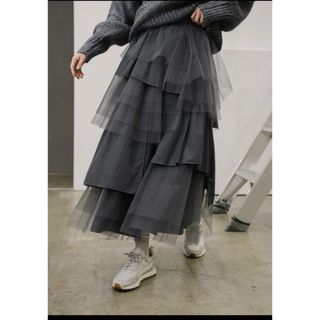 アメリヴィンテージ(Ameri VINTAGE)のwillfully random tiered tulle & pongeeSK(ロングスカート)