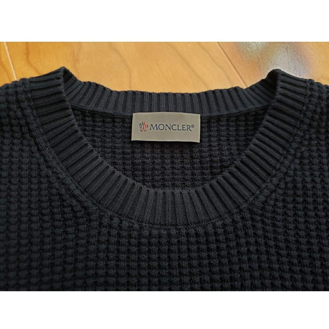 MONCLER(モンクレール)のモンクレール MONCLER　クルーネックセーター　ワッフルニット ネイビーL メンズのトップス(ニット/セーター)の商品写真