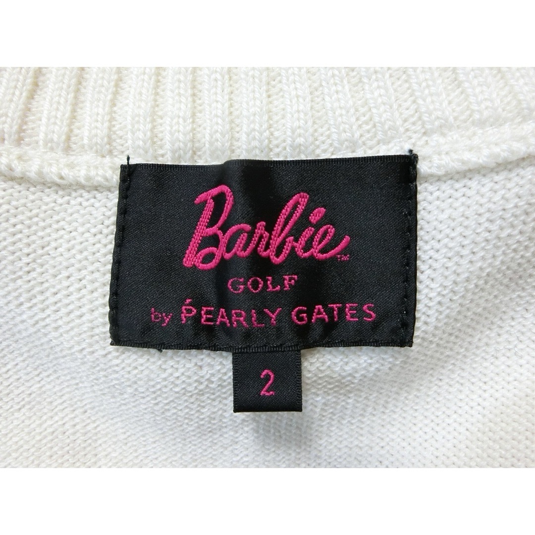 PEARLY GATES(パーリーゲイツ)のBarbie PEARLY パーリーゲイツ　白いウールにドット柄の前開きセーター スポーツ/アウトドアのゴルフ(ウエア)の商品写真