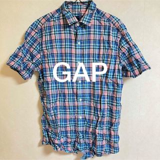 ギャップ(GAP)のGAP シャツ 半袖 チェック ギンガムチェック 青(シャツ)